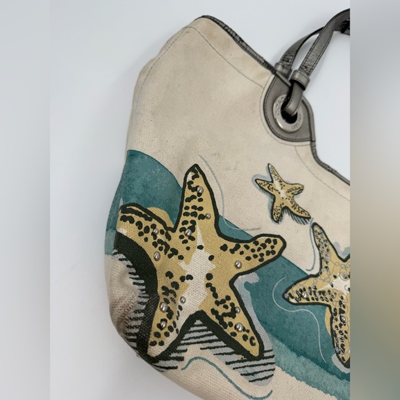 Coach Starfish Beach Aqua Tote Bag with Metallic Accents - Picture 4 of 11